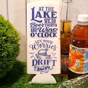 LAKE BOATING theme Beverage holder set of 2 for can water bottle beer NWT